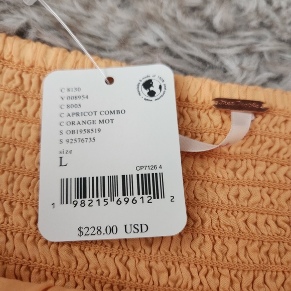 Free People Alana Babydoll Dress in Apricot Combo‎ Orange Women's Size Large - Picture 7 of 11